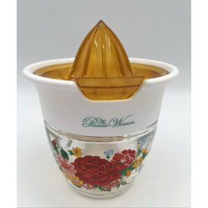 Pioneer Woman Glass Citrus Juicer Sweet Rose Floral Lid & Measurement Marking